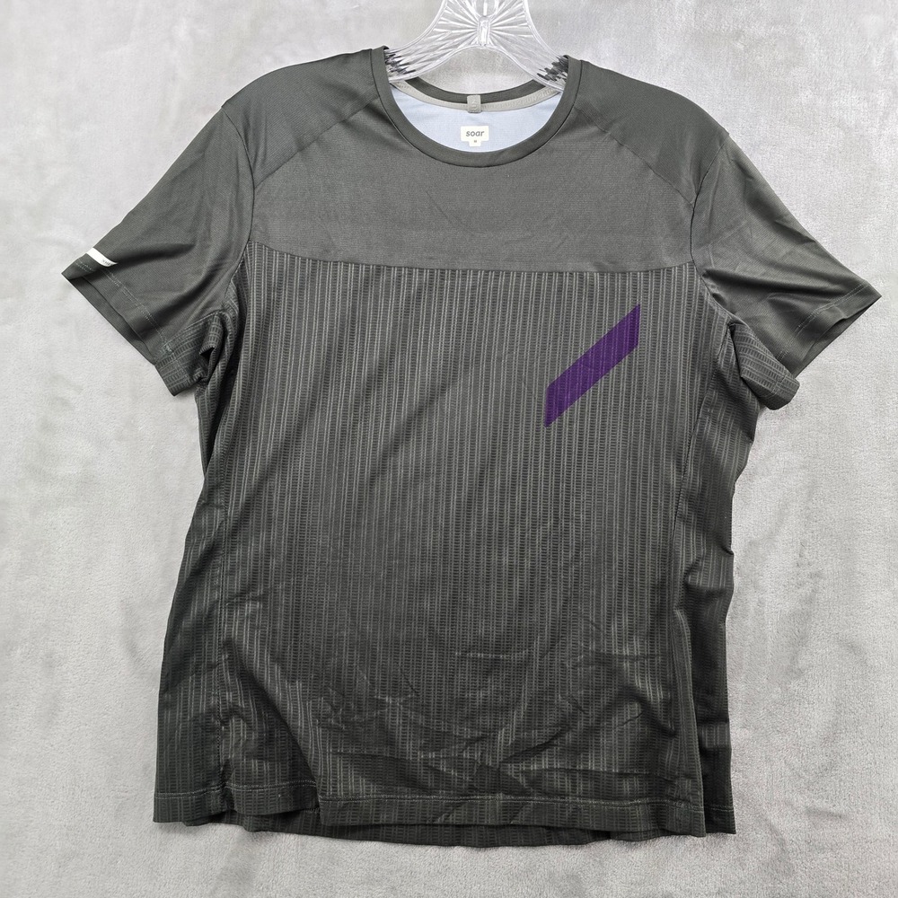 Soar Women M Hot Weather T Shirt Gray Short Sleeve Mesh Running Top S23T1W